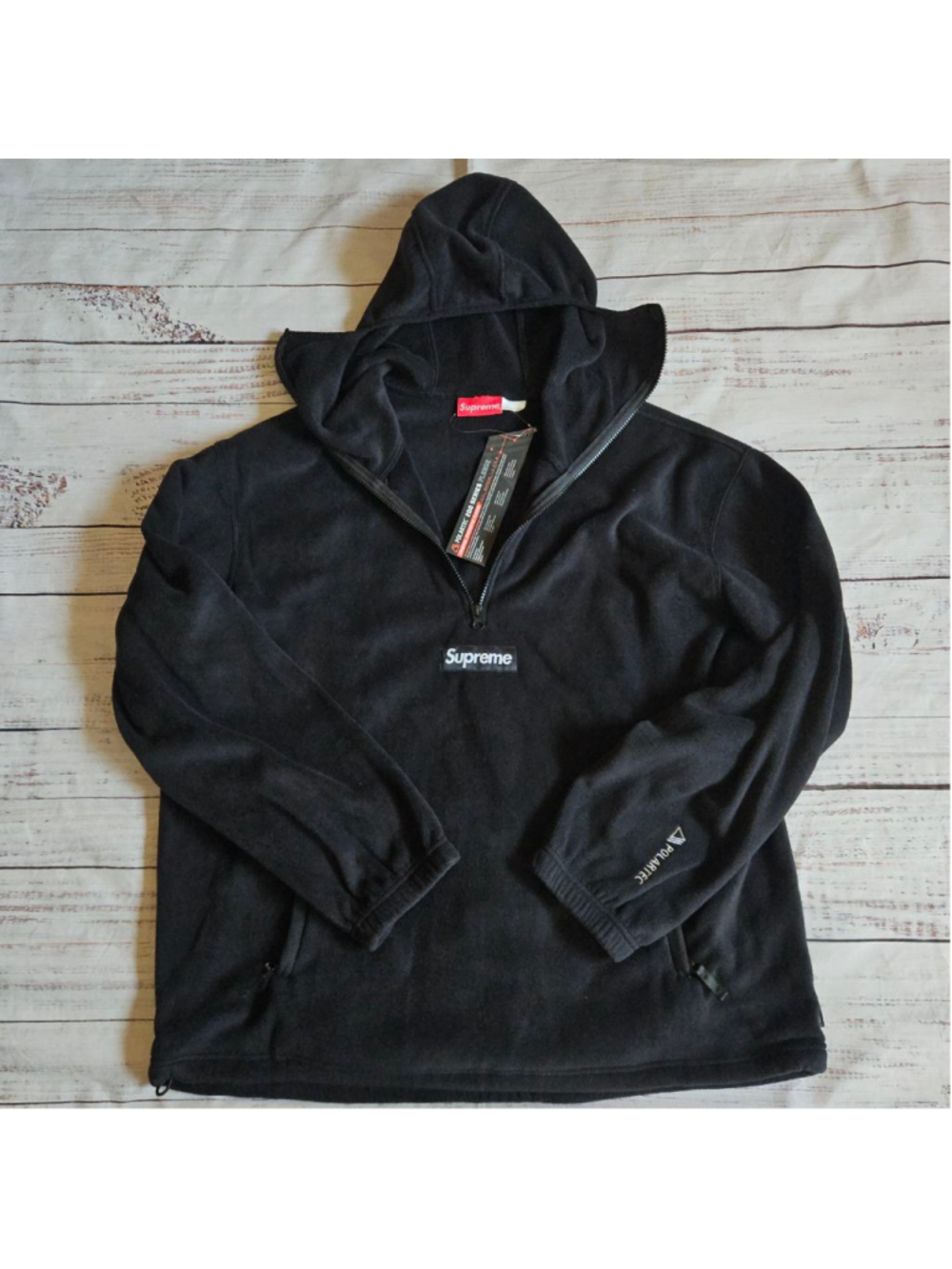 Supreme X Polartec Black Facemask Half Zip Hooded Sweatshirt Mens XL NWT
